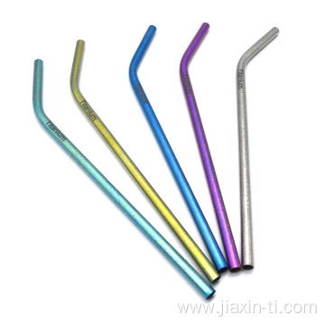 Titanium Ice Pattern Drinking Straws Metal Drink Straw